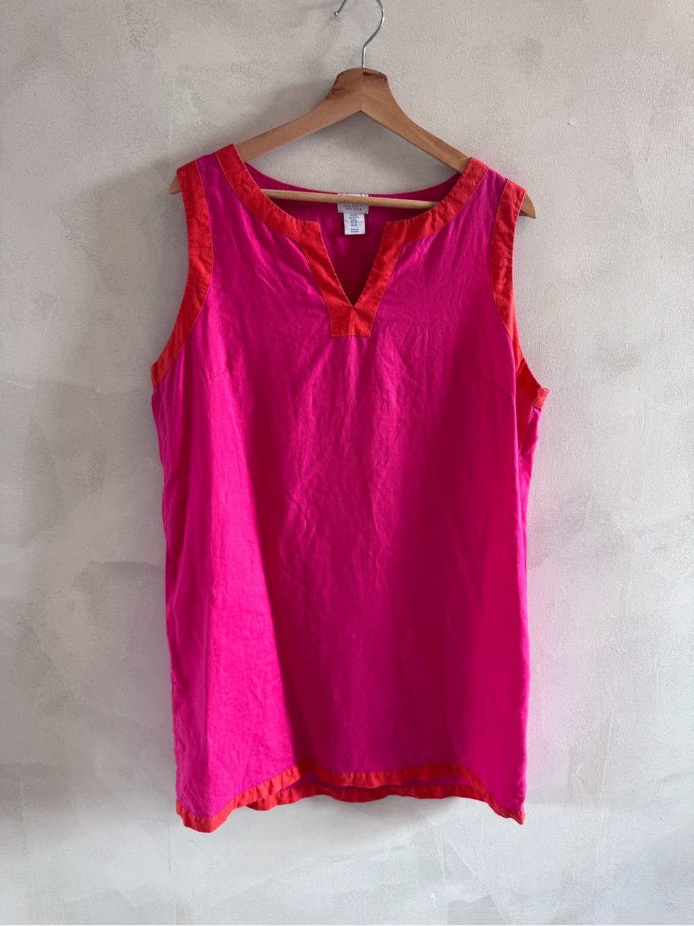 Sigrid Olsen - Linen Pink & Orange Sleeveless Tunic Dress - XL
